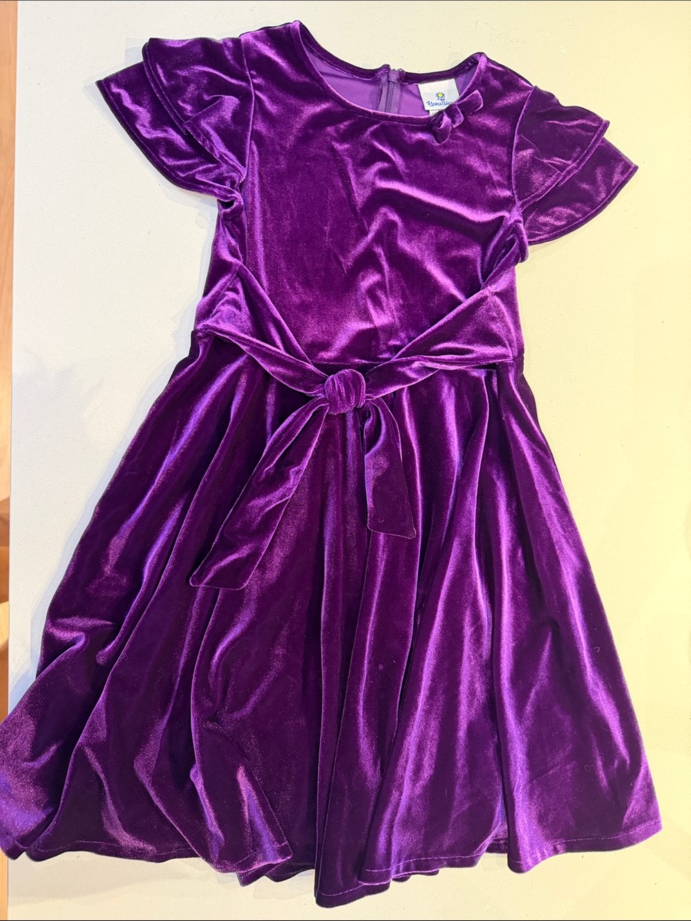 Florence Eiseman Shiny Purple Velvet Knot-Waist Party Dress
